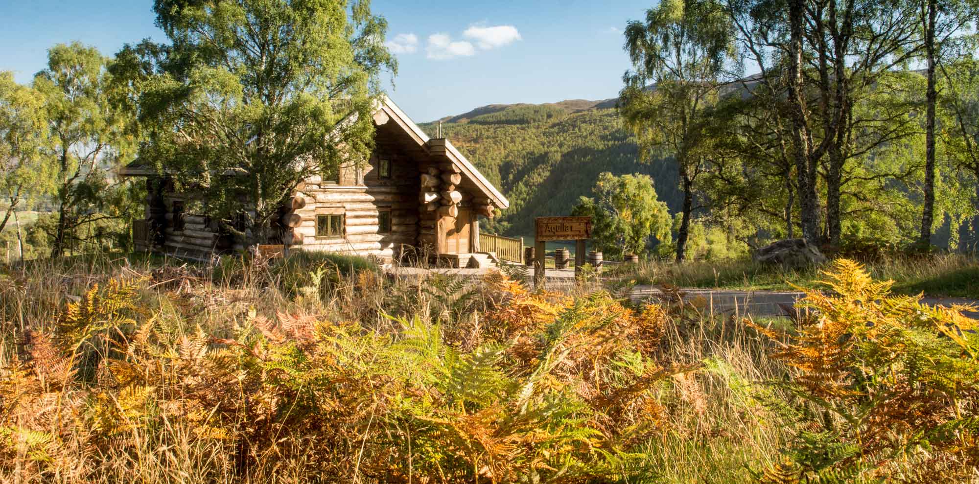 Aquila log cabin at Eagle Brae in the Scottish Highlands