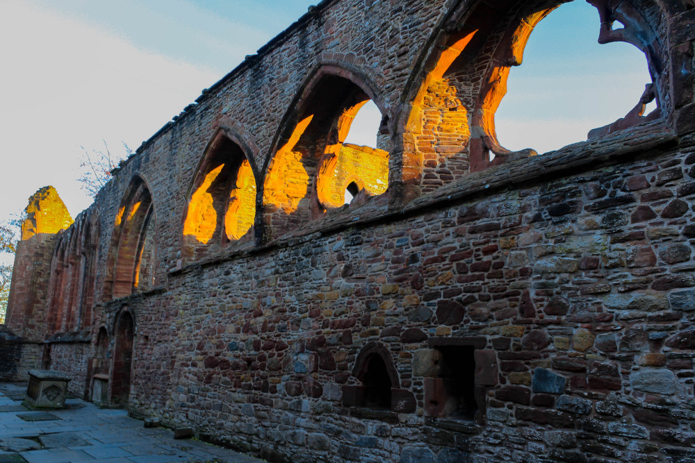 Sunset glow through the ruins of Beauly Priory