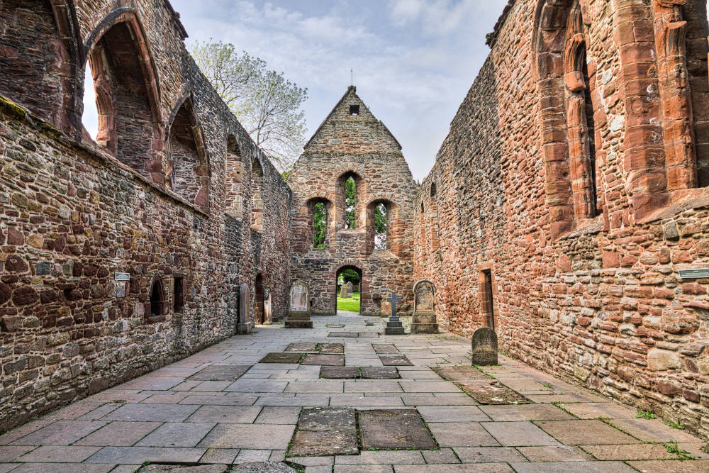 View from inside the ruins of Beauly Priory, Scottish Highlands
