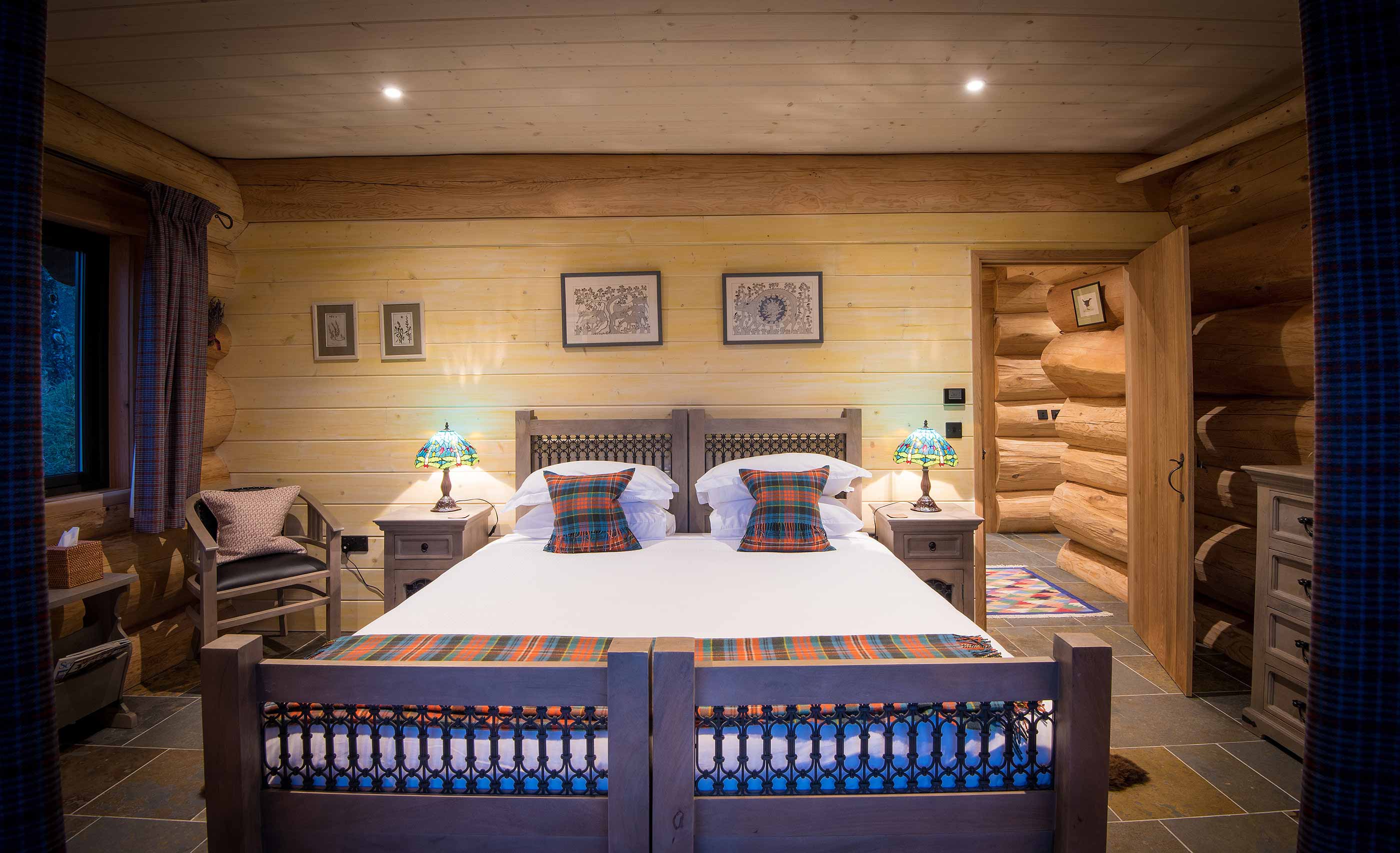 Bedroom in log cabin