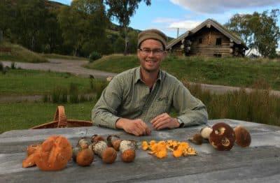 Mike with a host of mushrooms he foraged