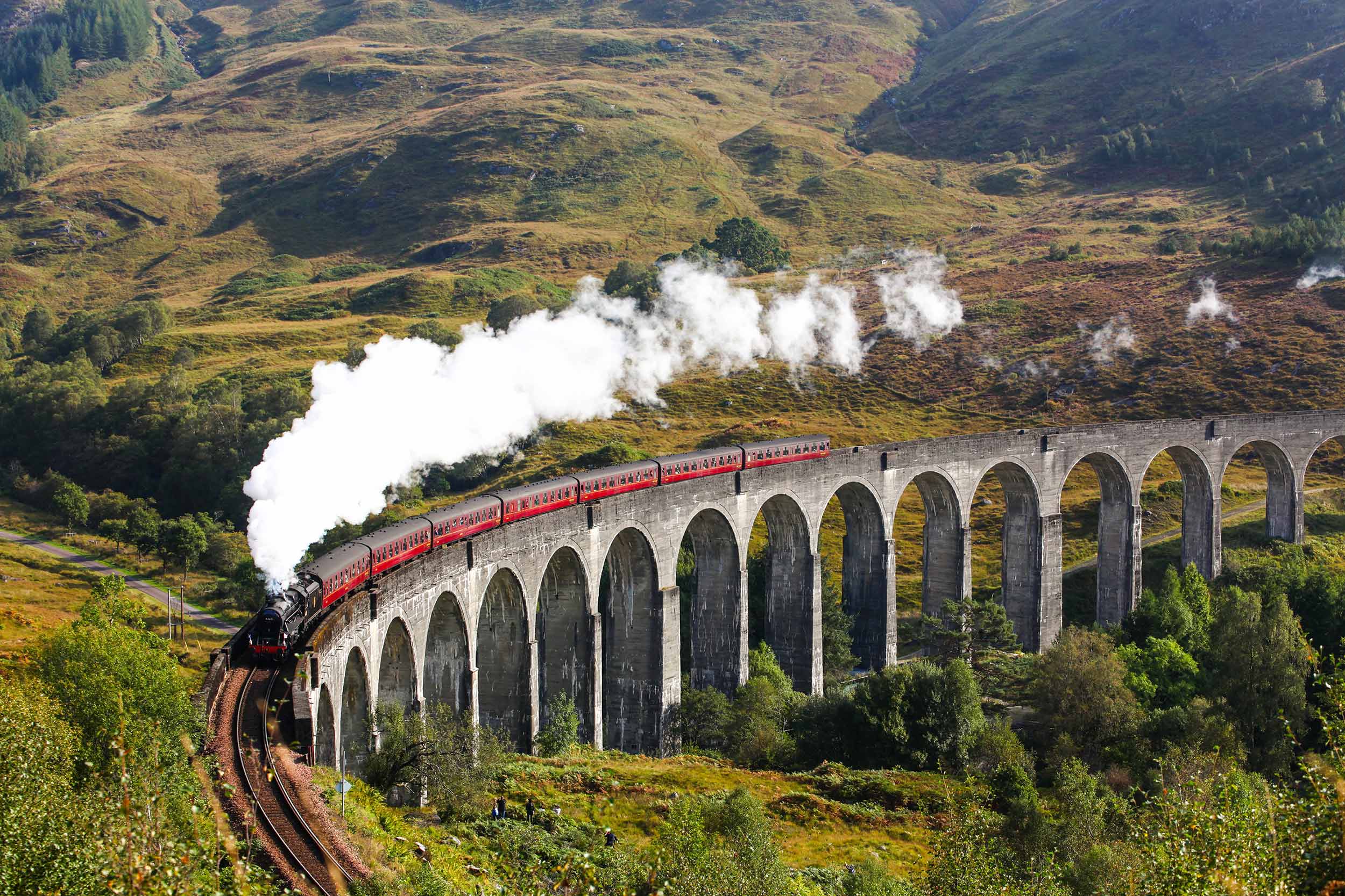 Train on the Glennfinnan Viaduct