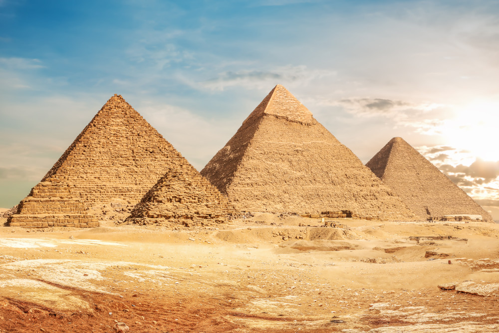 The ancient pyramids of Giza, Egypt