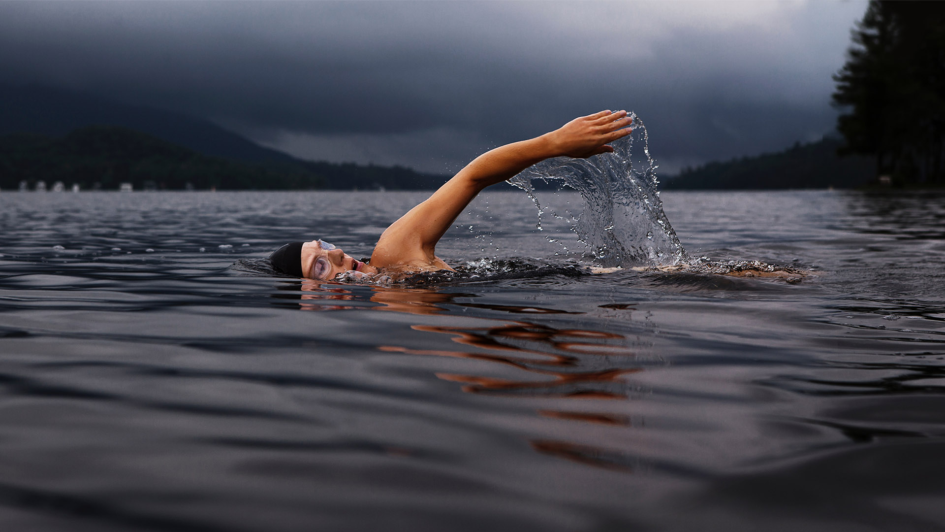 A person wild swimming