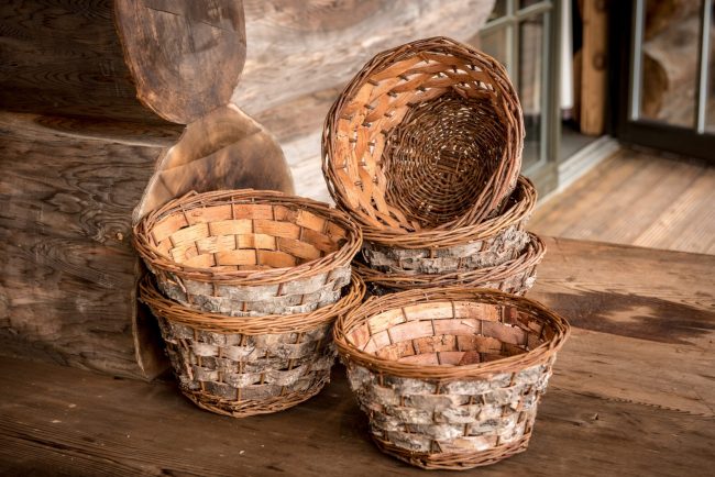 An group of Eagle Brae sustainable birch and willow storage baskets