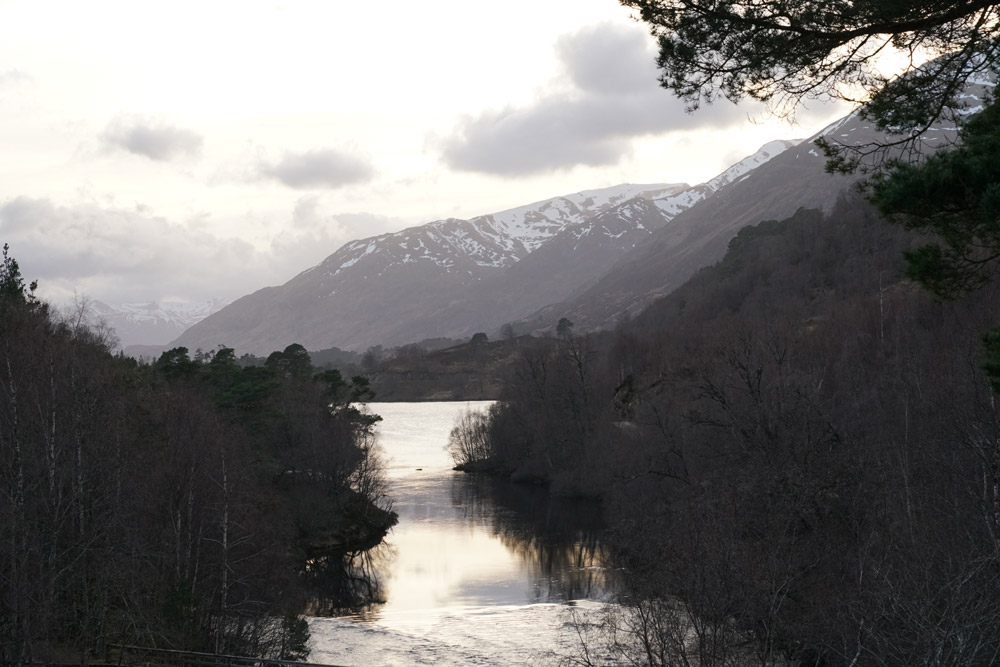 Winter scene at Glen Affric loch