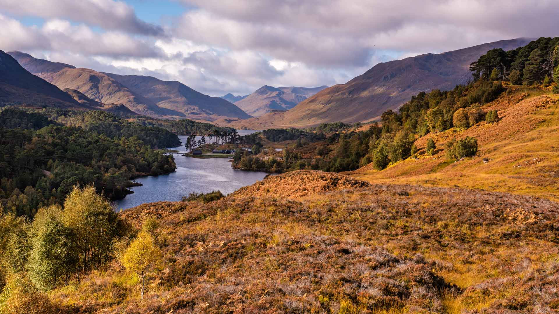 Loch and mountains of Glen Affric in Scotland